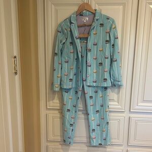 Girls PJ Salvage light Blue Macaroon Print Pajama Set
